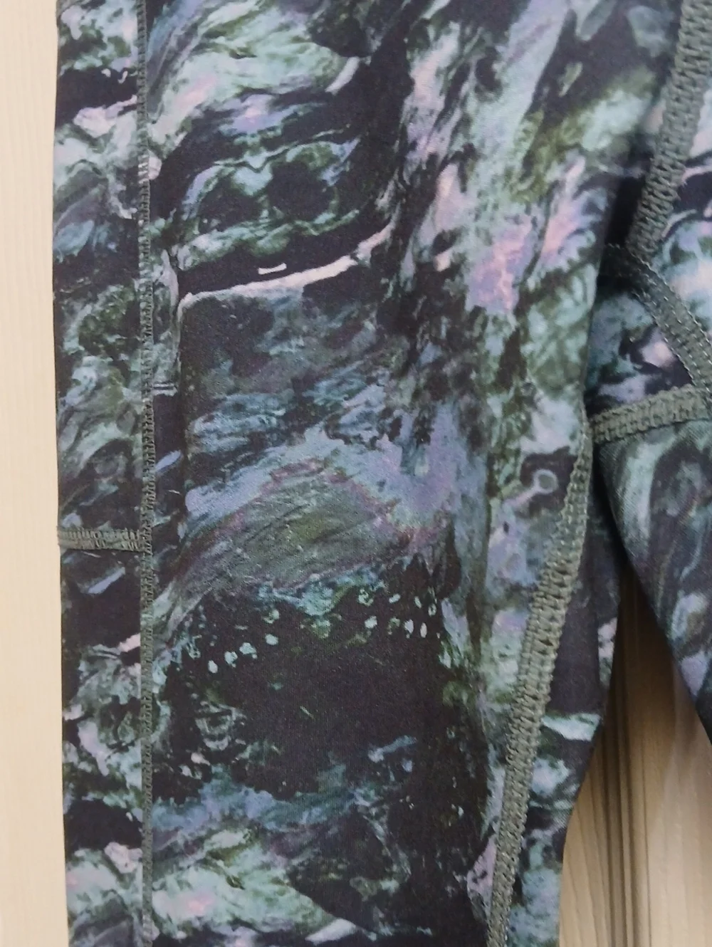 LegEnd Active Blue Green Marble Print High Waisted Pocket Leggings Small